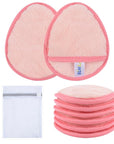 SINLAND Reusable Makeup Remover Pads For Face,Eye,Lips Microfiber Gentle Facial Cleansing Cloths for All Skin Types Friendly for Makeup Remover With Laundry Bag 5.1inchx3.93inch Pink Pack of 6