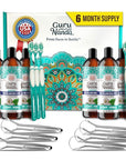GuruNanda CocoMint Oil Pulling Mouthwash for Complete Oral Hygiene, 7 Essential Oils & Vitamins for Happy Teeth & Gums & Fresh Breath, Alcohol-Free, 6X8 oz