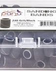 PANA 100 Pieces Nail Sanding Bands Professional Nail Manicure Great Fit for Nail Drill Bits for Acrylic Nails (240 Grit, Black)