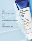 wellage Real Hyaluronic Cream 100-100% Pure Hyaluronic Acid Face Moisturizer - Powerful Moisturizing & Firming for Dry Skin - Lightweight Gel Cream, 2.7oz.