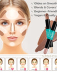 Contour Stick, 2Pcs Dual-Ended Highlighter Makeup Pen & + 03#)