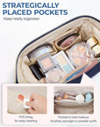 BAGSMART Makeup Bag Travel Toiletry Bag, Puffy Padded Make Up Bags for Women Makeup Organizer Case, Wide-open Pouch Purse Travel Essentials Toiletries Accessories Brushes, Navy Blue