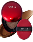 TIRTIR Mask Fit Red Cushion Foundation | Full coverage, Weightless, Skin fit, Satin Glow Finish, Korean Makeup BB Foundation, beauty, Tattoo cover up, Buildable (#47N Ebony, 0.63 Fl Oz)