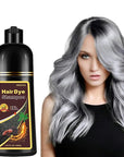Instant Silver Gray Hair Color Shampoo, 3-in-1 Long-Lasting Dye for Women and Men - Works in Minutes