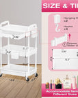 Goovilla Rolling Makeup Organizer Cart with Removable Drawer, 3 Tier Stable White Floor Skincare Storage Cart for Vanity, Cosmetic Display, Nail Polish, Perfume, Hair Stuff, Beauty, Bathroom(Plastic)