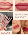 Lip Liner Set, 6 Colors Longwear and Pigmented Matte Lip Pencil Makeup, Smooth Application, Retractable Waterproof Lip Liner