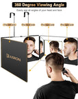 JUSRON 360 Viewing Angle Self Hair Cutting Mirror, Clear Anti-Fog HD Glass (Black Without LED Without Accessories)