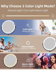 Makeup Mirror with Lights, 8" Double Sided 1x/10x Magnifying Vanity Mirror with 3 Color Lights, Rechargeable, 360° Rotation and Adjustable Height, Gift for Women Her