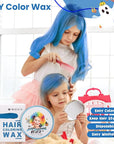 Temporary Blue Hair Color Wax for Kids, Women Men Colored Hair Styling Mud, Washable Style Dye for Girls Boys Teens, DIY Instant Hair Coloring Gel Cream for Cosplay Halloween Children's Day