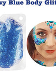 MEICOLY Navy Blue Face Body Glitter,4th of July Face Glitter Accessories,Mermaid Sequins Chunky Glitter Face Paint for Face/Body/Hair/Eye/Lip,Sparkly Body Glitter for Women and Kids