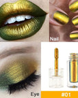 AMY'S DIARY Duochrome MultiChrome Chameleon Liquid Metallic Eyeshadow, High-Impact Multi-Dimensional Finish,Green Gold Silky Smooth and High Pigment Holographic Glitter Eyeshadow Makeup (#01)