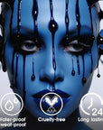 BADCOLOR Blue Face Body Paint Stick Eye Black, Royal Blue Face Painting for Softball Football Baseball Lacrosse, Professional Facepaint Makeup for Halloween Special Effects Cosplay Costume Parties