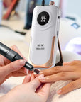 Portable Electric Nail Drill Cordless,35000 RPM Electric Nail File with Holder,Rechargeable Nail Drill E Filer for Nails,Electric Nail Buffer Nail Filer Electric Tool for Women (White)