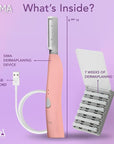 SPA SCIENCES - SIMA Patented Dermaplane Razor for Women Face – Painless 2-in-1 Facial Exfoliation & Peach Fuzz Hair Removal – Anti-Aging – 3 Speeds – Rechargeable – 7 Weeks Treatment