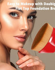 Foundation Brush, Daubigny Perfect Makeup Brush for Face Blush Liquid Powder Foundation Brush for Blending Liquid, Cream or Flawless Powder Cosmetics with Protective Case (Red)