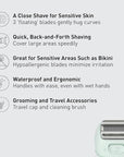 Panasonic Electric Razor for Women, Cordless 3-Blade Shaver with Pop-Up Trimmer, Wet Dry Operation - ES-AWL6AG (Mint)