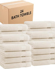 Arkwright Bath Towels Set of 4 - (Bulk Case of 24) Super Soft 100% Cotton, 600 GSM Quick Dry & Absorbent, Luxury Bathroom Essentials for Hotels, Spa, Hosts, and Vacation Rentals, Alabaster Ivory
