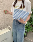 Pazimiik knit checkered makeup bag