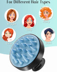 HEETA Scalp Massager Hair Growth, Soft Silicone Scalp Scrubber Shampoo Brush for Exfoliation, Dandruff Removal Head Massage Stress Relax, Wet & Dry Use for Thick Thin Curly Hair Care, Black Blue