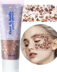 MEICOLY Brown Body Glitter,Deer Maroon Face Glitter Gel,Mermaid Sequins Halloween Glitter Face Paint,Chunky Glitter for Face Body Eye Lip Hair,Glitter Makeup for Women and Kids