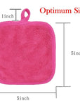 Makeup Remover Cloths for Face, Eye, Lips - Reusable Makeup Remover Pads Soft Microfiber Facial Cleansing Cloths 5 x 5 inch 6 Pack (Dark Pink)