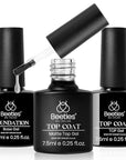 Beetles Matte Top Coat Gel Nail Polish Gel Top Coat & Base Set, 3Pcs Matte & Shiny Top Coat Nail Polish and Base Coat, No Wipe Long Lasting High Gloss and Matte Effects Soak off Uv DIY at Home