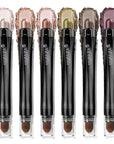 Shimmer Eyeshadow Stick Makeup 6PCS Set, Pink Metallic Matte Cream Eye Shadow Eyeliner Brightener Pencil Crayon - DESERT WILD