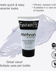 Mehron Makeup Fantasy FX Cream Makeup | Water Based | Halloween | Moonlight White Face & Body Paint For Adults 1 fl oz (30ml) (Moonlight White)