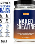 Naked Pure Micronized Orange Creatine Monohydrate - 36 Servings - 500 Grams, 1.1Lb Bulk, Vegan, Non-GMO, Gluten Free, Soy Free. Aid Strength Gains, No Artificial Ingredients Creatine