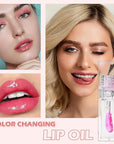 Color Changing Lip Oil,Clear to Pink Magic Big Lip
