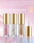 3Pcs Glitter Lip Oil,Moisturizing Lip Glow Oil Big Brush Head Long Lasting Hydrating Shimmery Transparent,Glass Lip Glow Oil Non-sticky Shiny Primer Plumping Lip Gloss