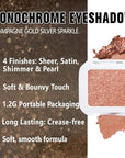 Glittler Single Eye Shadow Palette Makeup, Champagne Gold Sparkle Shimmer Monochrome Eyeshadow For Older Women, Pigmented Waterproof Sombras Para Ojos, Vegan, Talc, Paraben&Cruelty Free, 01