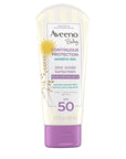 Aveeno Baby Continuous Protection Zinc Oxide Mineral Sunscreen Lotion for Sensitive Skin, Broad Spectrum SPF 50, Tear-Free, Sweat- & Water-Resistant, Paraben-Free, Travel-Size, 3 fl. oz