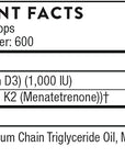 THORNE Vitamin D + K2 Liquid with a metered Dispenser - Vitamins D3 and K2 to Support Healthy Bones and Muscles* - 1 Fl Oz (30 ml) - 600 Servings