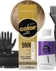 MOEHAIR Hair Coloring Kit | 9NN Permanent Hair Color (Very Light Blonde Intense), 20 Volume Developer 6%, Coloring Brush, Gloves & Mixing Bowl| Keratin Infused Color | Gray Coverage | Adds Shines