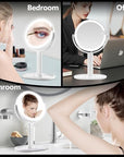 MIYADIVA Makeup Mirror with Lights,20X Magnifying Mirror with Light and Touch Switch,Vanity Mirror with 3 Color Light and 80 LEDs,2-Sided Lighted Magnified Mirror 8.8 Inches