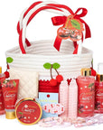Spa Gifts for Women, Cherry & Berry Spa Gift Set for Teenage Tote Bag, Shower Gel, Hand & Body Lotion, Hitrees Birthday for Best Friend Woman, Mom, Mothers Day