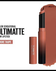 Maybelline Color Sensational Ultimatte Matte Lipstick, Non-Drying, Intense Color Pigment, More Taupe, Rose Nude, 1 Count