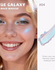 Holographic Duochrome Blue Glitter Eyeshadow, Color Shift Metallic Shimmer Eyeshadow Palette, Chameleon Sparkle Inner Corner Eye Highlighter, Iridescent Eye Shadow Palette Fairy Makeup#04