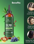 Botanic Hearth 100% Pure Tea Tree Oil For Hair Growth | Infused with Jojoba & Grapeseed Oils | Hair Oil Repairs Dry Damaged Hair, Strengthening, Healthier - Hair Tonic, 4.0 fl oz