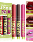 3 Colors Fat Lip Oil, Click Slick Moisturizing and Long-lasting Lip Balm, Non-stick and High Pigment Lip Glow Oil, Lightweight Lip Plumper with Coconut Oil Makeup (Set C)