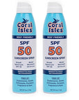 Coral Isles SPF 50 Sunscreen Spray - Hawaii Compliant - Oxybenzone & Octinoxate Free - Broad Spectrum - Water Resistant, 6 Fl Oz (Pack of 2)