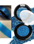 Blue Metallic Eyeshadow Single, Highly Pigmented Fine Pressed Glitter Diamond Eyeshadow with Shimmer finish, Long Lasting Blendable Bright Sparkle Eye Shadow for Blue Eyes/Eyeliner, Waterproof Vegan