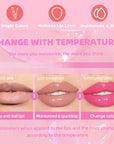 2PCS Magic Color Changing Lip Oil - Big Brush, Long Lasting Shimmery, Warm Change Hydrating Lip Gloss