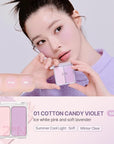 2aN Dual Color Face Blusher, Buildable & Blendable Cheek Color, Powder Blush, Korean Beauty (01 Cotton Candy Violet, 1.5 oz)