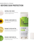 Raw Elements Organic Outdoor Sunscreen Lip Balm Rescue - SPF 30, UVA-UVB Protection, Reef-Safe, Non-Nano Zinc, Water Resistant, 0.15 oz (Pack of 1)
