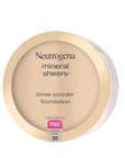 Neutrogena Mineral Sheers Loose Powder Makeup Foundation, Lightweight Face Makeup, Sheer to Medium Buildable Coverage, Sensitive Skin Foundation with Vitamins A, C, & E, Natural Ivory 20, .19 oz