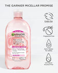 Garnier Micellar Water with Rose Water and Glycerin, Hydrating Facial Cleanser & Makeup Remover, For All Skin Types, Vegan, Cruelty Free, 23.7 Fl Oz (700mL), 1 Count
