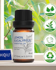 HIQILI Lemon Eucalyptus Oil, for Spary, Diffuser, Indoors, Outdoors, Garden, Yard, 100% Pure Natural - 0.33 Fl Oz