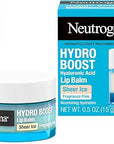 Neutrogena Hydro Boost Hyaluronic Acid, Unscented Lip Balm Leaves Lips Feeling Hydrated, Sheer Ice Nude Lip Balm with a Sweet Sugar Flavor, Fragrance Free, 0.5 oz (Pack of 2)